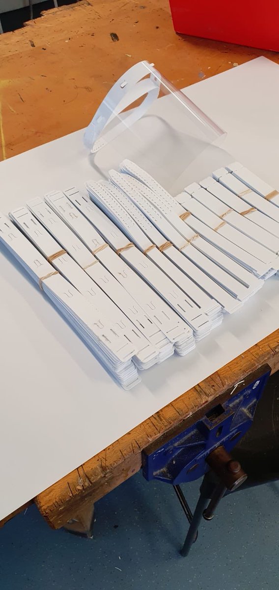 ErnestBevinAcad's tweet photo. EBC Design &amp; Technology department have been using the laser printers to make the straps for PPE - here’s this week batch ready for collection by ⁦@HelpfulEngUK⁩ https://t.co/loDcnyL9FO