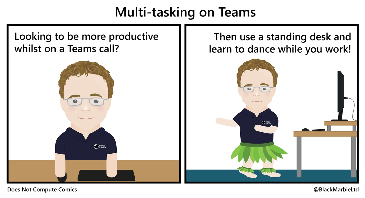 RobertHogg's tweet image. Learning a new skill on #lockdown? Why not #multitask on @MicrosoftTeams ? With @WakeyLion #DoesNotComputeComics