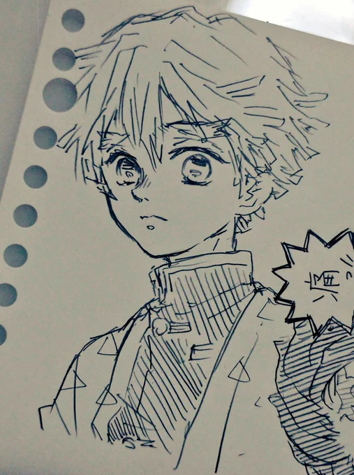 髪の毛描くの大好きなんですけど、善の風になびく髪を描くのとっても好き 