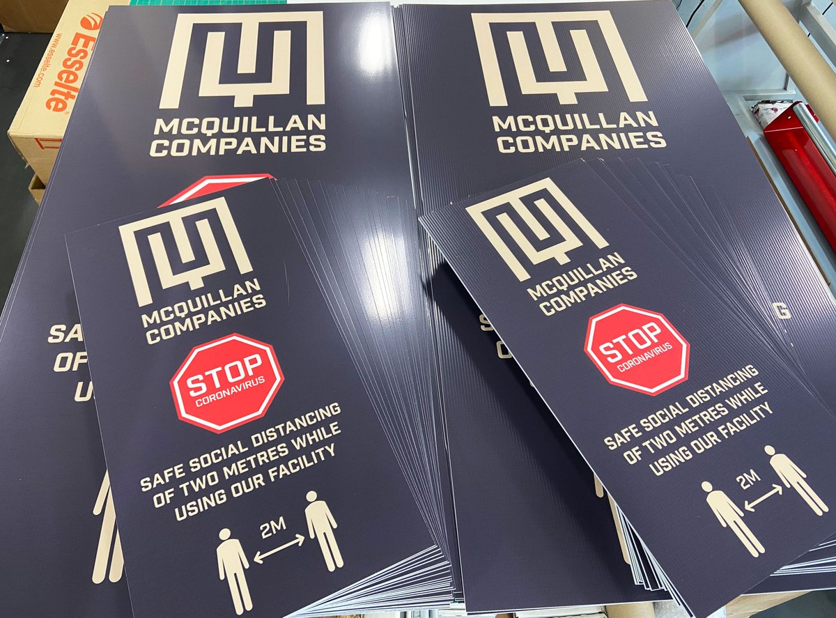 kaizenprint's tweet image. Social distancing vinyls and PVC banners we printed for McQuillan for safety at their facilities. #whatsprinting #teamkaizen #socialdistancing #pvcbanner #vinylstickers