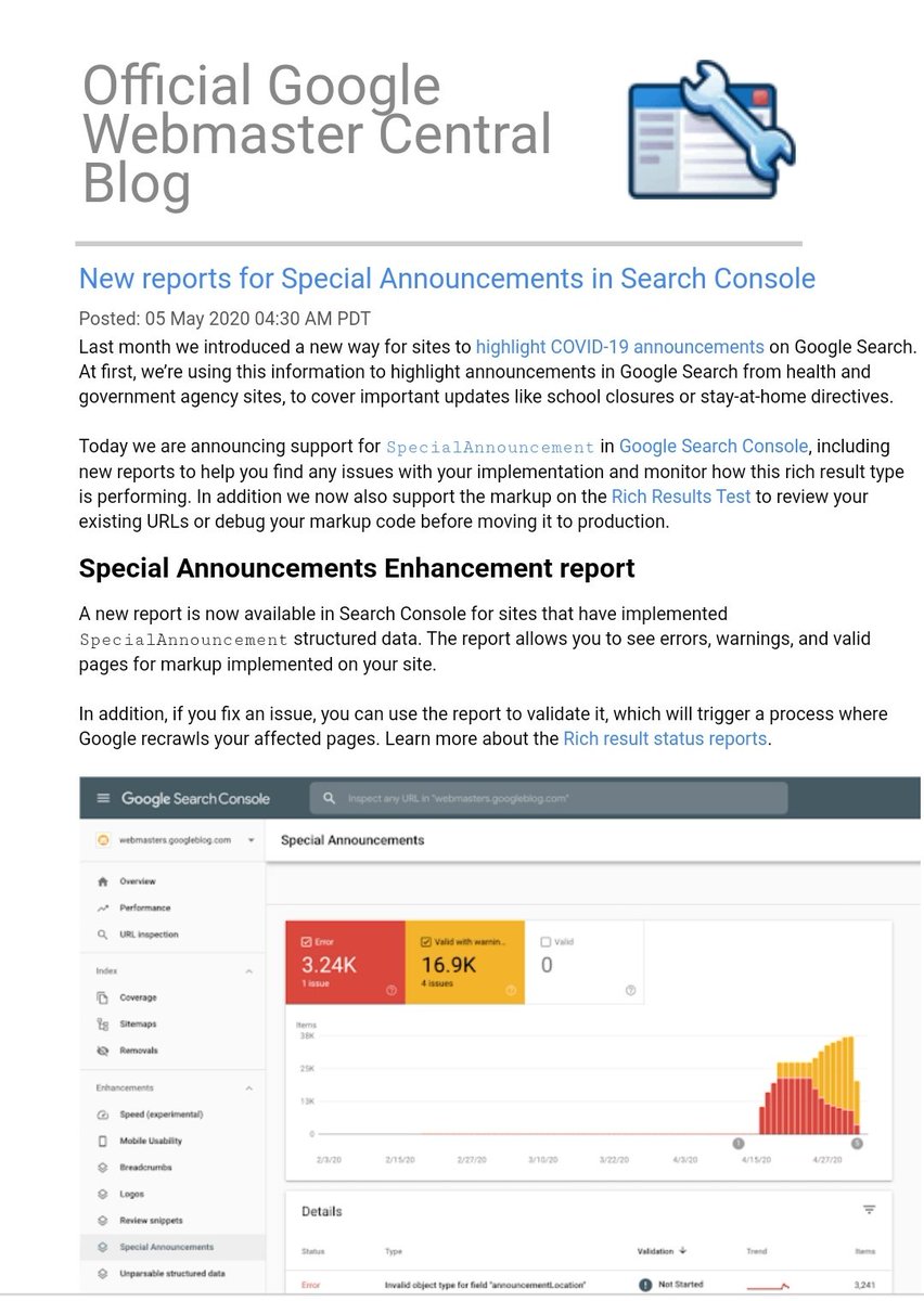 himani_kankaria's tweet photo. [Announcement] Google comes up with a new to highlight #COVID19 announcements from health and government agency sites.

So, now there is one more structured data support, 'SpecialAnnouncement'..

SEOs working in healthcare or government agencies shall look into this. https://t.co/eiSuhgo6ty