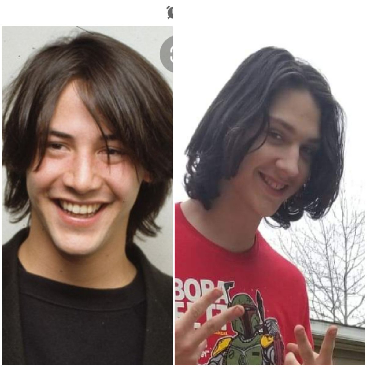 CrystalSGilbert's tweet photo. He wants to be famous in our small town for looking so much like Keanu Reeves! #celebritylookalike #makehimfamous #EllenDeGeneres #twins #doppelganger #hewouldlovetomeethim #hesonly15 #futureactor #libertysc #QuarentineLife #Smile #share #moviedouble #fans #imtrying #momlife https://t.co/XZPyvpPPCM