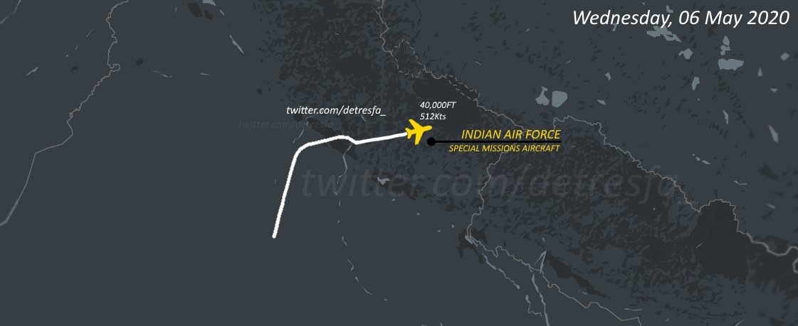detresfa_'s tweet photo. #IndianAirforce Special Missions Aircraft (SMA/ISR) was spotted running a possible mission heading to #India's eastern border with #China - Wednesday, 06 May 2020 https://t.co/DWjdB5C70w