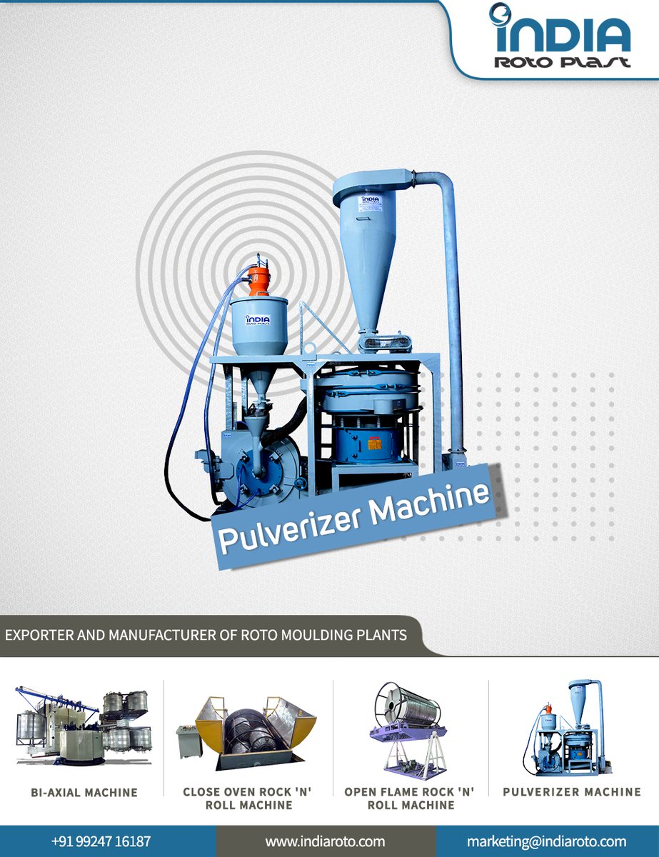 IndiaRoto's tweet photo. Are you looking for high-efficient pulveriser machine with metal detection sensor? Our Pulveriser auxiliary machine delivers excellent performance, thereby detecting metallic particles during the process. #indiaroto #machine #rotomouldingmachine https://t.co/VoAQJCx0CT