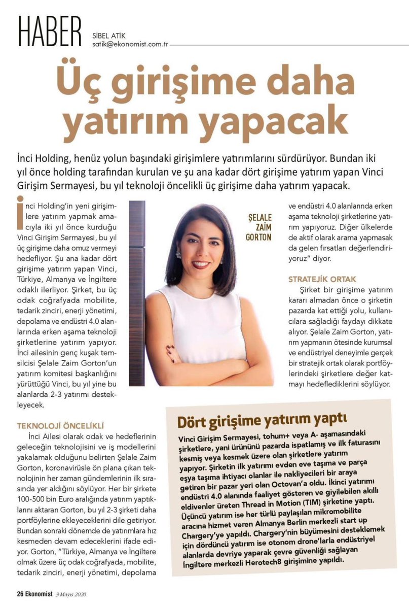 Featured by Ekonomist in Turkey, we are looking to make 3 more investments in 2020!