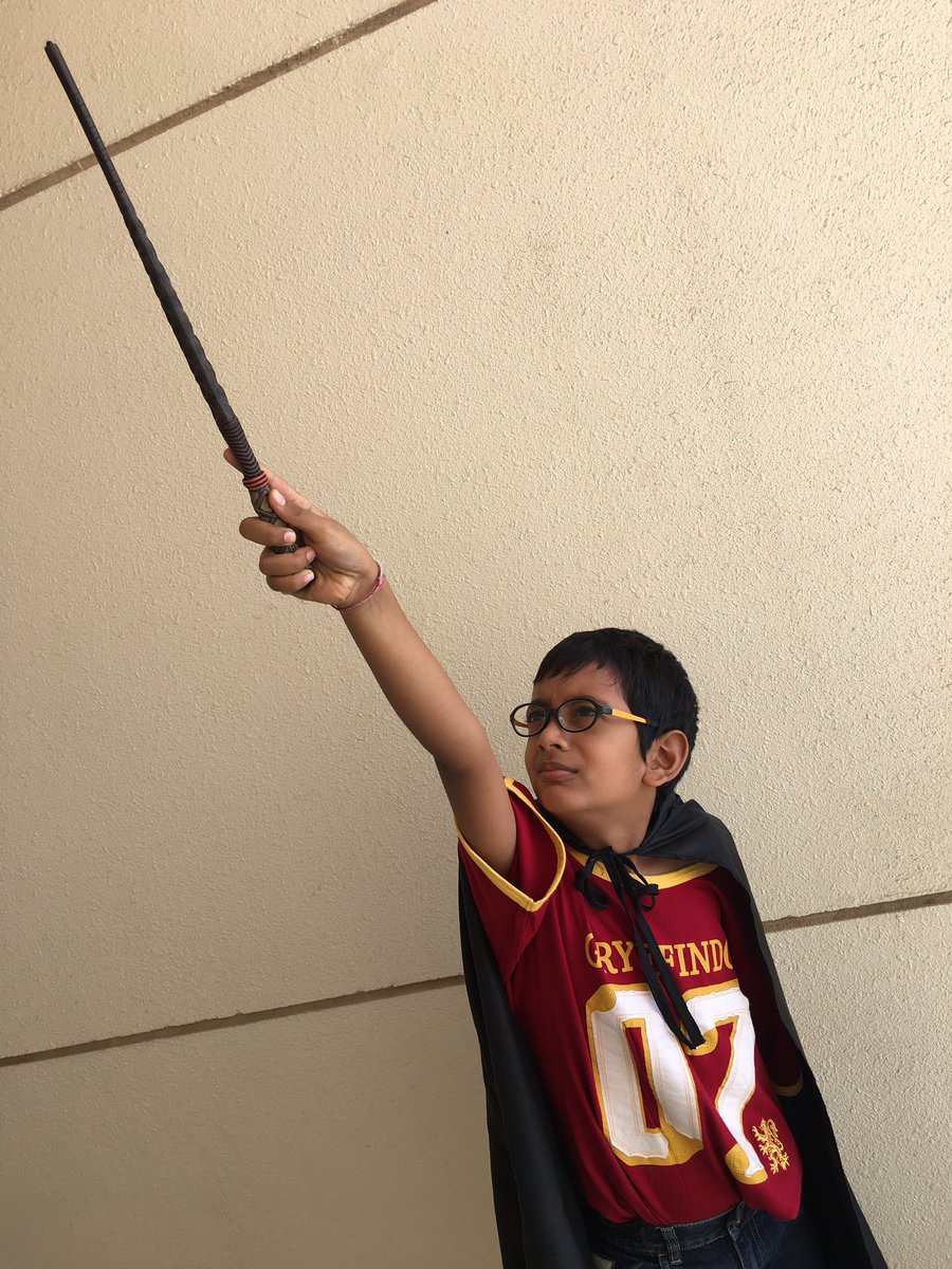 Ashimamm's tweet photo. Ayan casting spells as his favorite book character, Harry Potter! #Riddikulus #BookCharacterDay #Grade4D @KNargish @GMA_Primary @rahatn @parizad_parakh https://t.co/OiVIPMgBQg