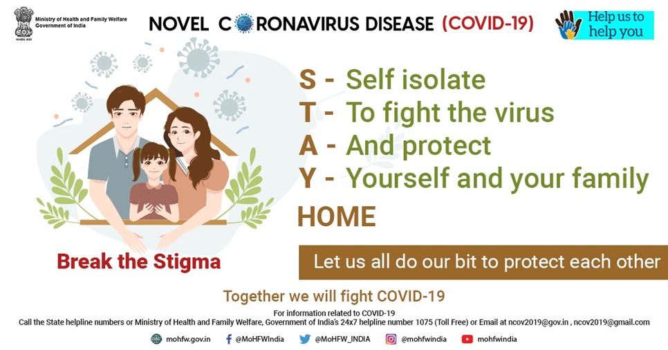 MoHFW_INDIA's tweet photo. #IndiaFightsCorona:

We all have to take care of ourselves and our family. Stay at home and do your bit to stop the spread. Share this information and help us to help you. 

#CoronaOutbreak #SwasthaBharat #HealthForAll #Lockdown3 https://t.co/Hc0ZacFQO5