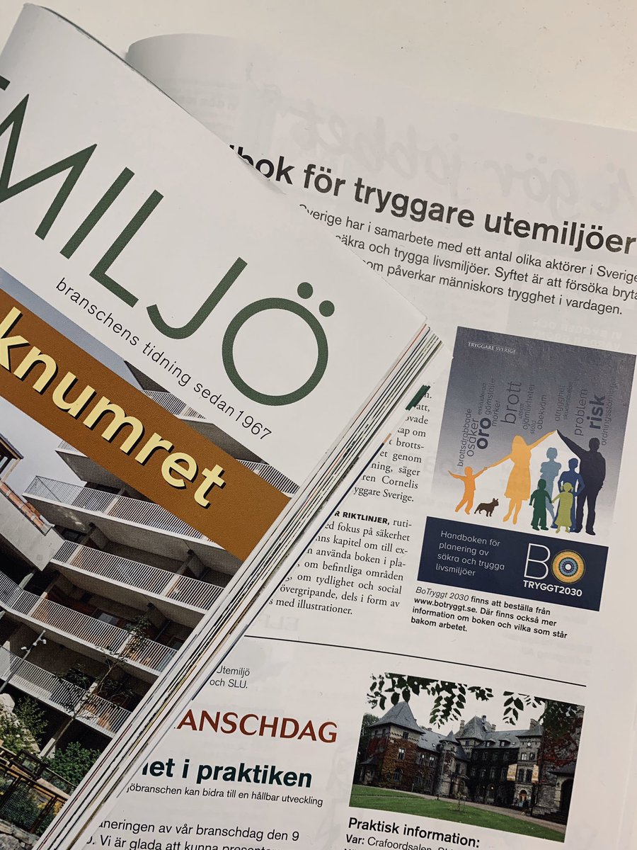 #TidningenUtemiljö har skrivit om #BoTryggt2030 i senaste numret! Ta hem tidningen och läs på! #trygghet #säkerhet #handbok #nystandard #stadsplanering #landskap #livsmiljö #offentligmiljö #bopol #byggpol #arkpol