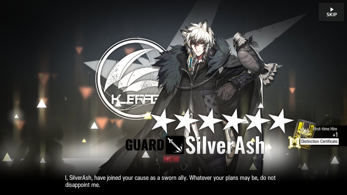 pachimogu's tweet photo. I started playing arknights again bc I couldnt passively play animal crossing while working on commissions and i finally got SilverAsh! https://t.co/XPm0ISPjVJ
