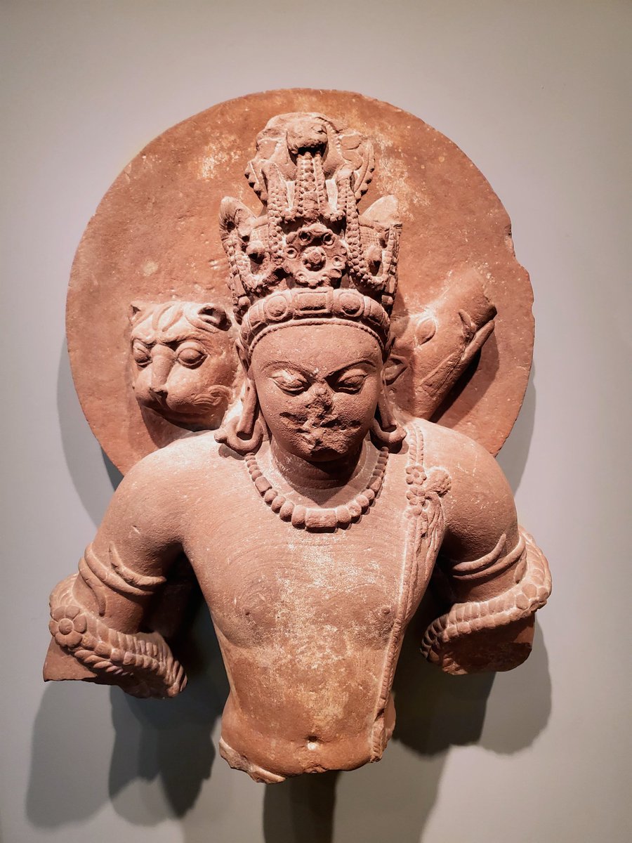 The God #Vishnu in three incarnations, himself in human form, #Narasimha as a lion, #Varaha as a boar. 
Mathura, #GuptaPeriod, mid-5th century CE.
Now in #BostonMuseum.

#Hinduism 
#GuptaEmpire
#IndianHistory 
#GodInMusueum