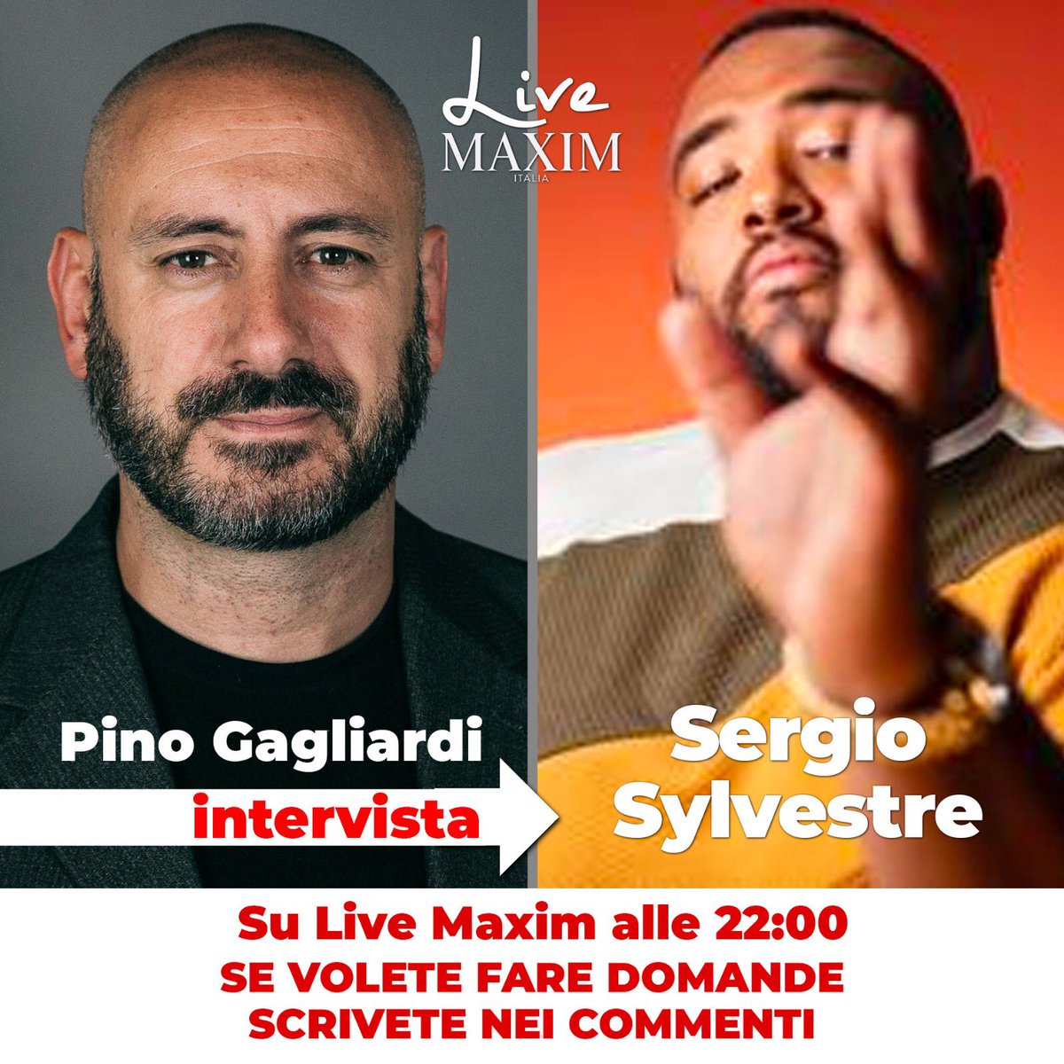 thepinuzz's tweet photo. @SergioSylvestre sarà ospite questa sera 6 maggio alle 22 di #LiveMaxim sul profilo #instagram di @MaximItalia #bigboy #iorestoacasa https://t.co/im9MaXxSrP