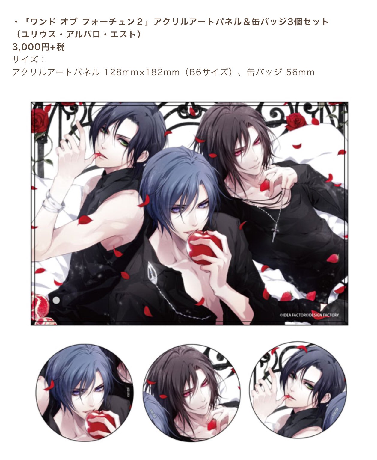 ワンドオブフォーチュン　アクリルパネル＆缶バッジセット ワンドオブフォーチュン エスト 缶バッジ等 オトメイトストア 新宿