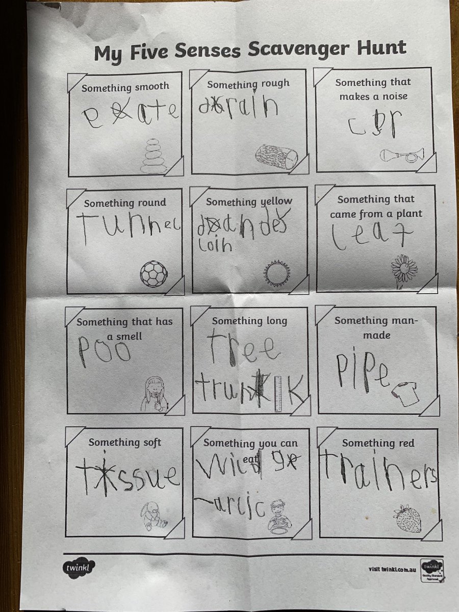 salad_pot's tweet photo. We loved doing the scavenger hunt with little sis yesterday (complete with classic 6yo answer for the smelly thing 😂) @MrsF_MrsS_RPS https://t.co/SYyijjed8e