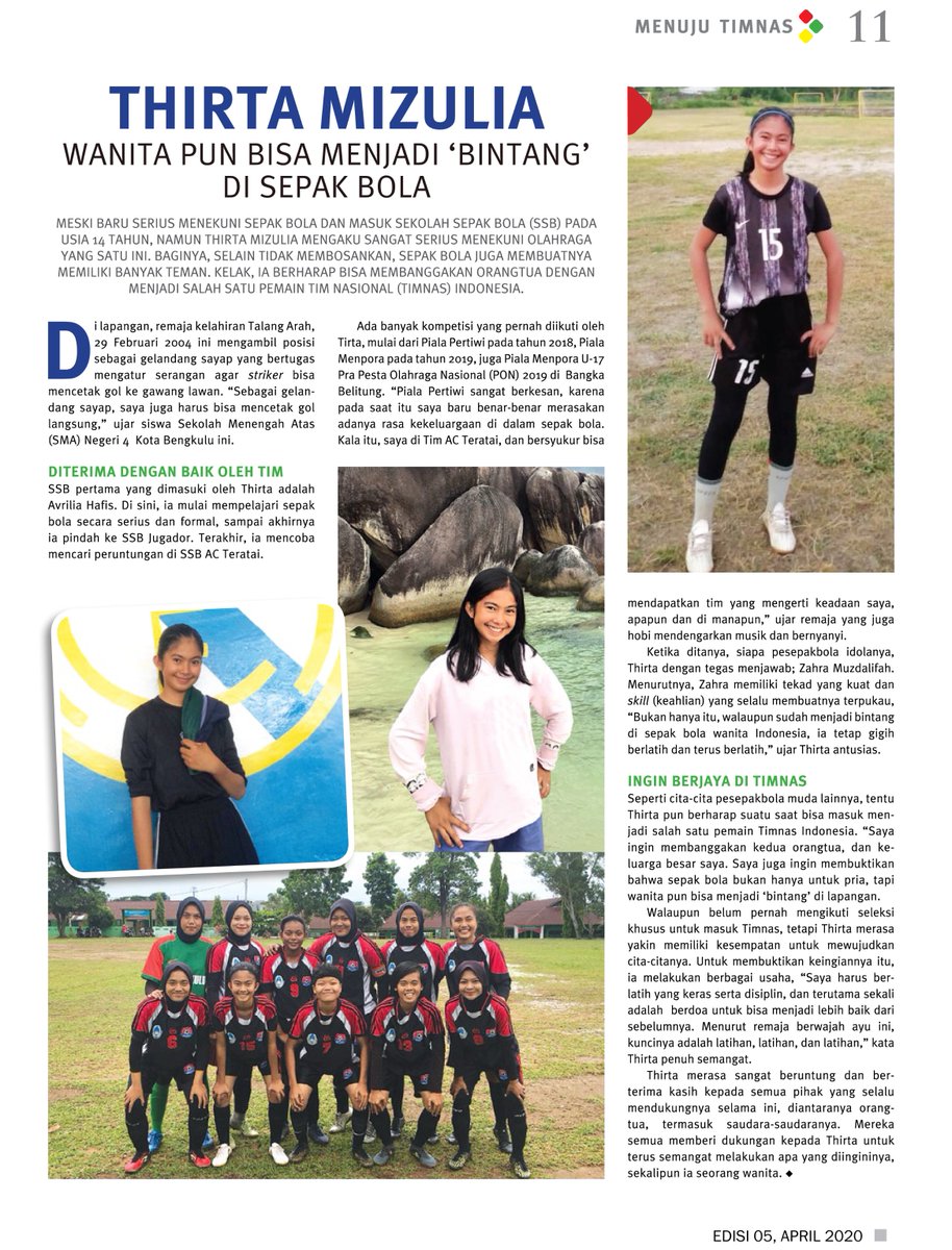 youngsoccerind's tweet photo. Meski baru serius menekuni sepak bola dan masuk sekolah sepak bola (SSB) pada usia 14 tahun, namun Thirta Mizulia mengaku sangat serius menekuni olah raga yang satu ini. https://t.co/VF50dRpebV