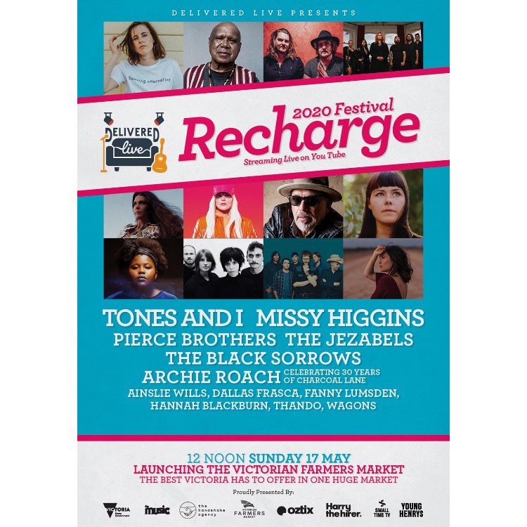 dallasfrasca's tweet photo. Hello beautiful humans 💗 We’re playing Recharge Festival May17! A stacked lineup full of Aussie talent: Tones And I, Missy Higgins, Pierce Brothers, The Black Sorrows, Archie Roach &amp; more 🌟 Gonna be a humdinger, all in the comfort of your own home👌🏻

https://t.co/zdFdPbSpqS 🔥 https://t.co/6HVq1RbdVo