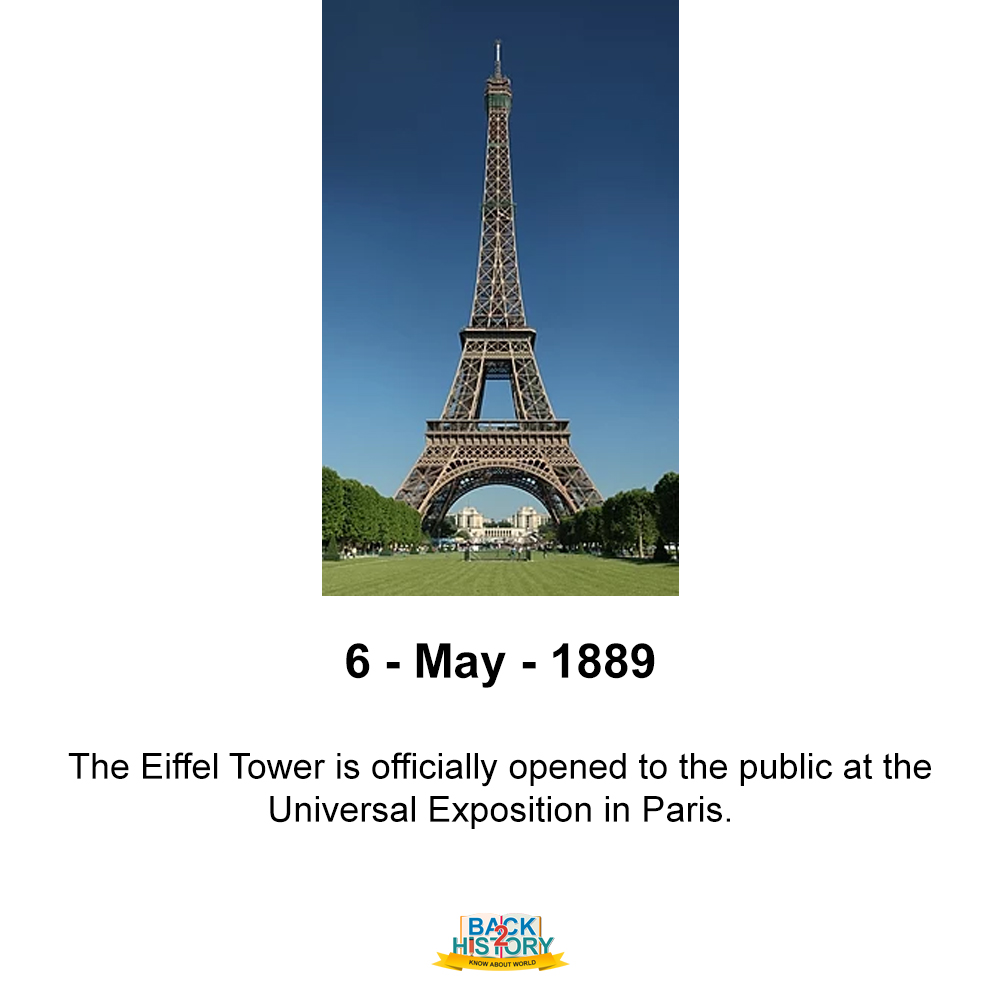 Back_2_History's tweet photo. 6 - May - 1889 – The Eiffel Tower is officially opened to the public at the Universal Exposition in Paris.
#History #WorldHistory #Historymemes #WorldHistorymemes #eiffeltower #Paris #Onthisday #onthisdayinHistory #Onthisdaymemes #Back_2_History #Back2History #backtohistory https://t.co/nMNUzYSUhR