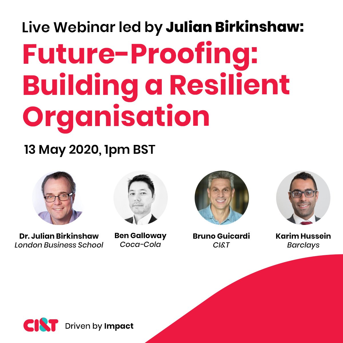 I’m excited to be joining this webinar alongside @cocacola_GB's Ben Galloway, @barclays Karim Hussein, and @ciandtUK President <a href="/brunogn/">Bruno Guicardi</a> for a #webinar that discusses how to stay resilient in times of unprecedented change while preparing for the new normal. bit.ly/3baXWxX