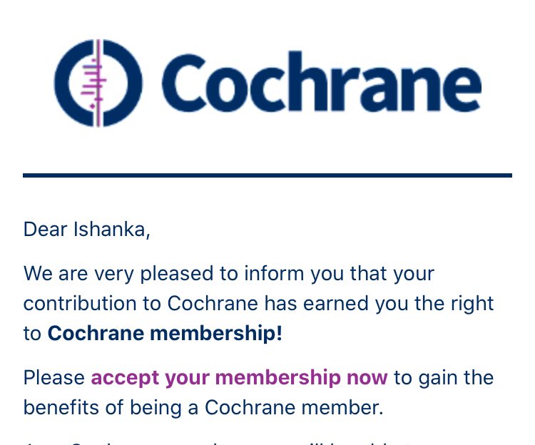 IshankaMW's tweet photo. Yes!!! Thanks #InterNetCOVID my #FirstTask 😍 @cochranecollab https://t.co/NYI11j8do6