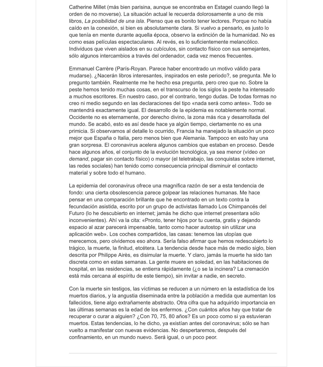 Senor_Fernandez's tweet photo. Houellebecq, que sabe muy bien en qué mundo vive y pasa de milongas apocalípticas. https://t.co/row1RVdhoE