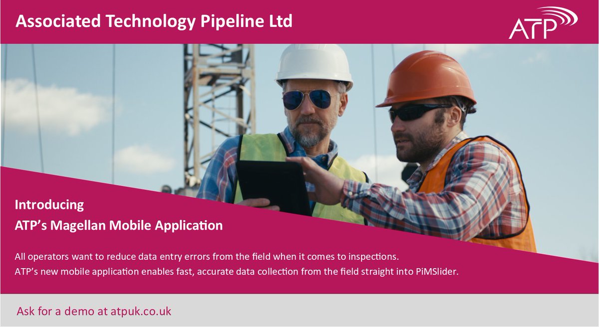 ATPpimslider's tweet photo. Associated Technology Pipeline launches it's new mobile application - Magellan. Visit https://t.co/PMxXPMWsJ1 for more information and to request a demo. #pipelineintegrity #oilandgas #reducingerrors #pimslider #pipelineintegritymanagement #managingpipelines https://t.co/CHPuEGYEwG