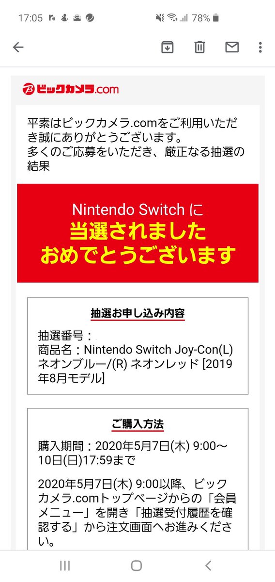 スイッチ ビックカメラ 抽選