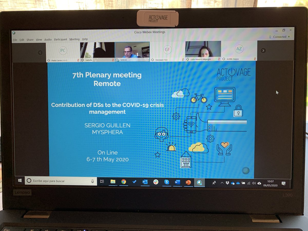 msalasor's tweet photo. #ACTIVAGERS not stopped by confinement in our mission to deliver innovative #IoT #AHA services for older adults... @ACTIVAGEproject virtual plenary meeting with 53 participants connected analysing how our results can benefit our elderly in the current situation https://t.co/WvhoO0SEgH