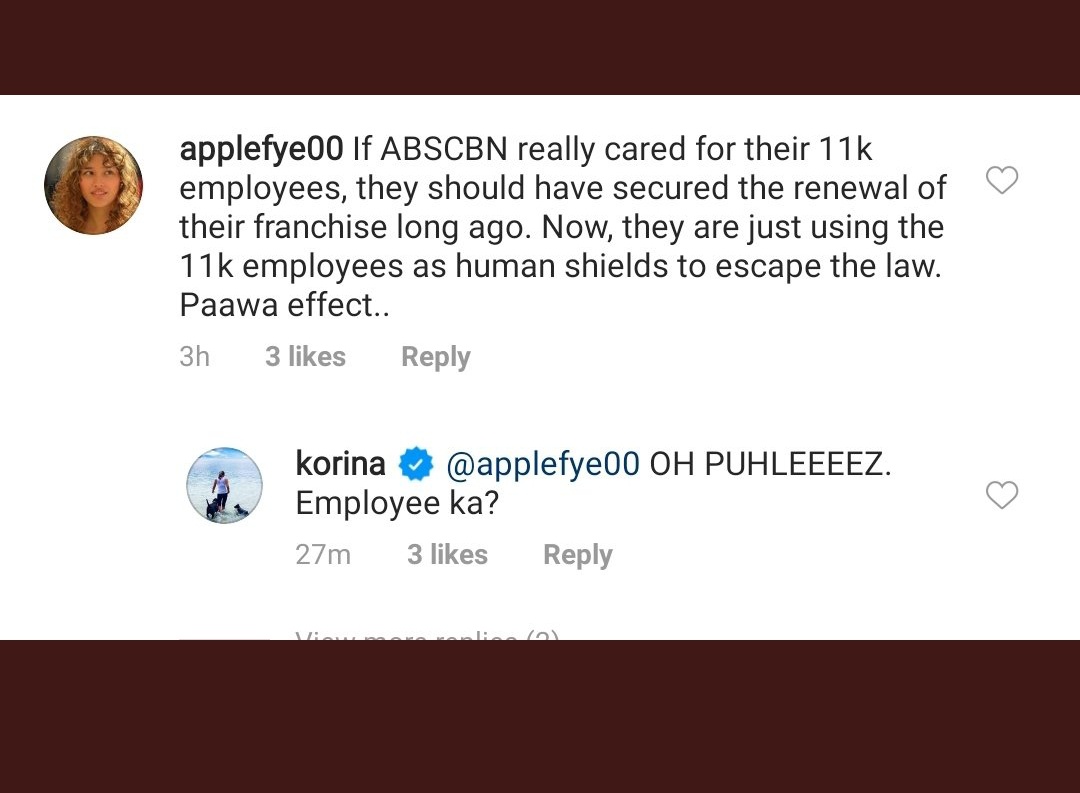 NowheretoSomew1's tweet photo. If nanay ako,di ko hahayaan mabasa ng anak ko mga pinagsasabi ni #Korina 
Walang respeto magreply. 
Bakit siya nagagalit sa mga opinions ng mga tao? Akala ko ba they respect people's freedom of speech? Hays. 
Pwede ka naman magreply sakanla ina a nice way. https://t.co/af2oSEwRIX