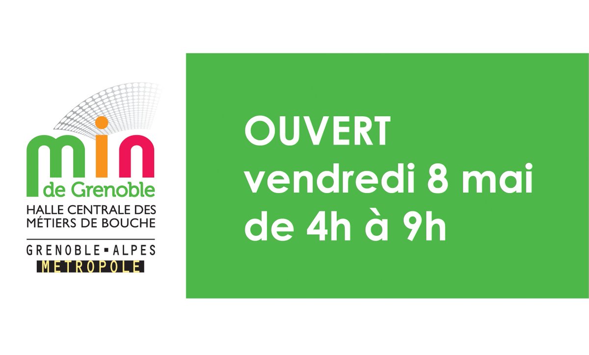 Le Marché D'intérêt National de Grenoble restera ouvert ce vendredi 8 mai, de 4h à 9h.

#marchedegros #distribution #alimentation