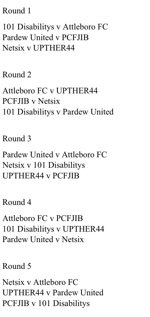 BattlesFifa's tweet photo. Xbox mini league 2 -

101 Disabilitys
Attleboro FC
@pardewunited 
@PCFJIB 
Netsix
@UPTHER44 

All fighting for them two top spots!

#proclubs @S6_trialhouse https://t.co/QzLiaeVY46