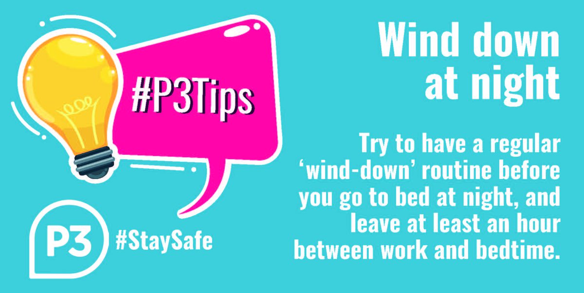 P3Charity's tweet photo. Here's a little @P3Charity #WednesdayWisdom and #Wellbeing for everyone 😀 Are you separating work from home? Having a routine that helps your mind split work & home really helps you focus & relax! #WorkLifeBalance in #Lockdown matters! #selfcare #PositiveVibes #P3Tips #WeAreP3 https://t.co/blY8uEdy1I