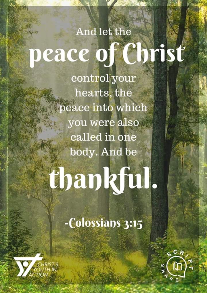 ScriptShare 🌟 A compilation of reflections, quotes, passages and words from the Lord coming from the prayer time of people from CYA-UST

Here’s a reflection based on Colossians 3:15 by Sophia Gomez: