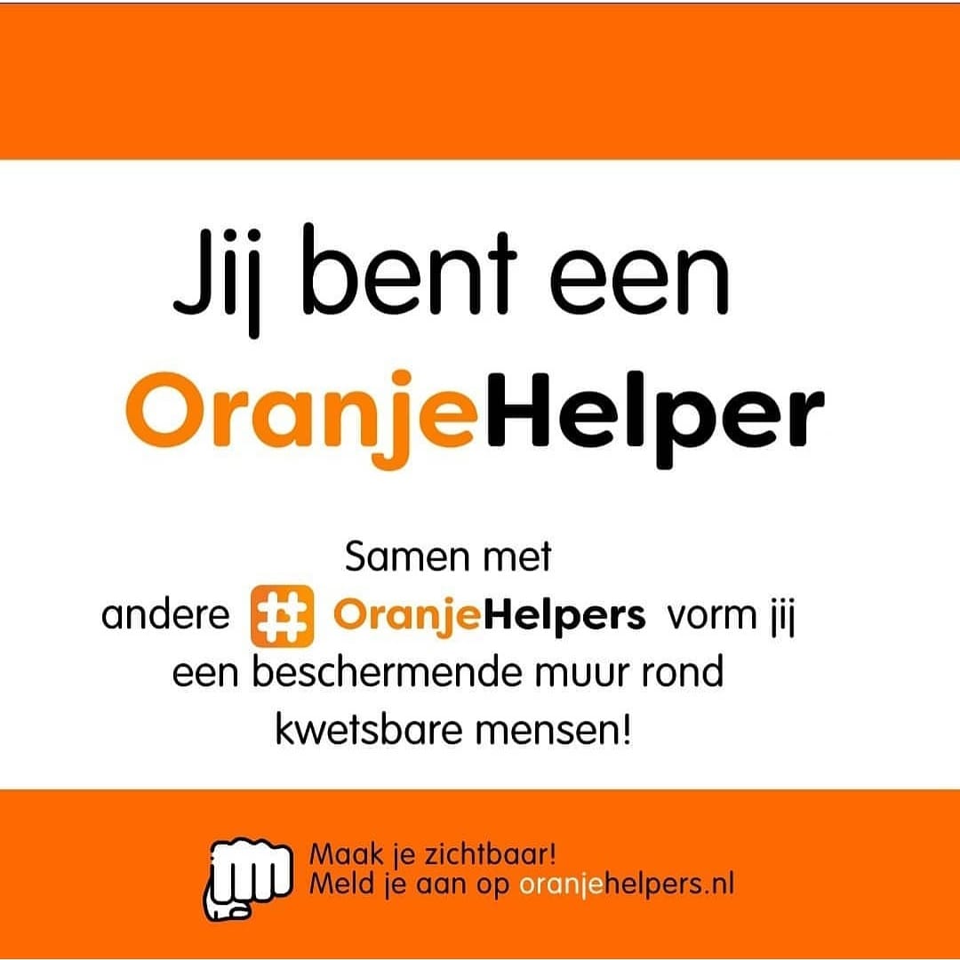 OranjeHelpers zijn alle jongeren in Nederland die zich inzetten voor een ander, zeker in deze tijd. Meld jezelf ook aan als OranjeHelper op oranjehelpers.nl.
Zo kleuren we Nederland steeds meer oranje!
#OranjeHelpers #nietalleen #jongeren #metelkaar #nutijdvooractie