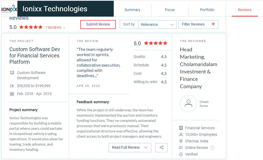 IonixxTech's tweet image. "The team regularly worked in sprints, allowed for collaborative execution, complied with deadlines..."

-Cholamandalam Investment &amp;amp; Finance company

#automotive #vehicles  #vehicletrading

Do you want to build an online #vehiclemarketplace platform? clutch.co/profile/ionixx…
