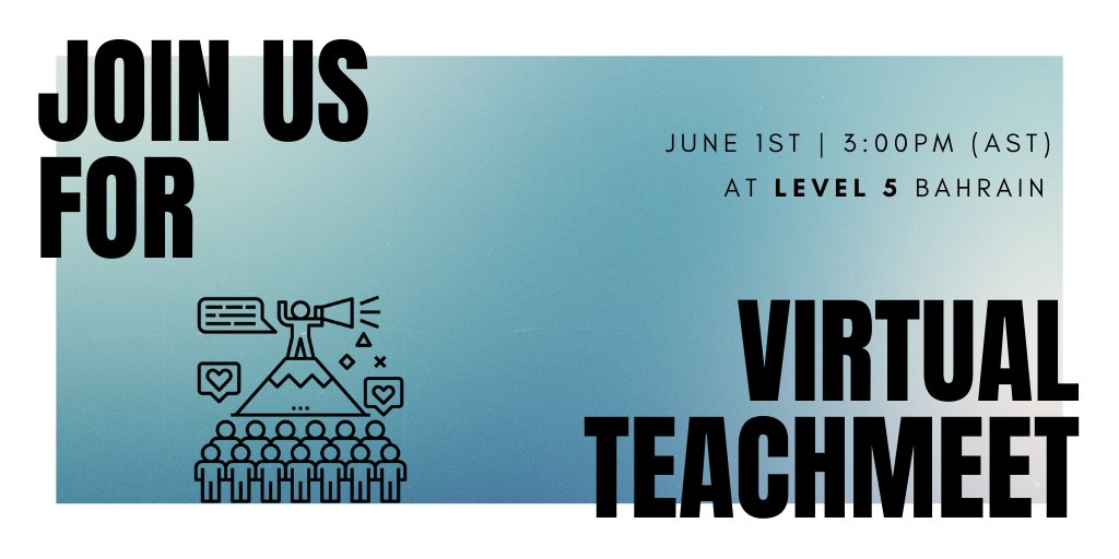 We're hosting a second #virtual #TeachMeet for the #MENA region in June! Register to join us for this opportunity to learn from passionate educators from across the #MiddleEast! zoom.us/meeting/regist… 
#edchatmena #edchat #distancelearning #nesachat #issedu #gccascd #bahrainedu