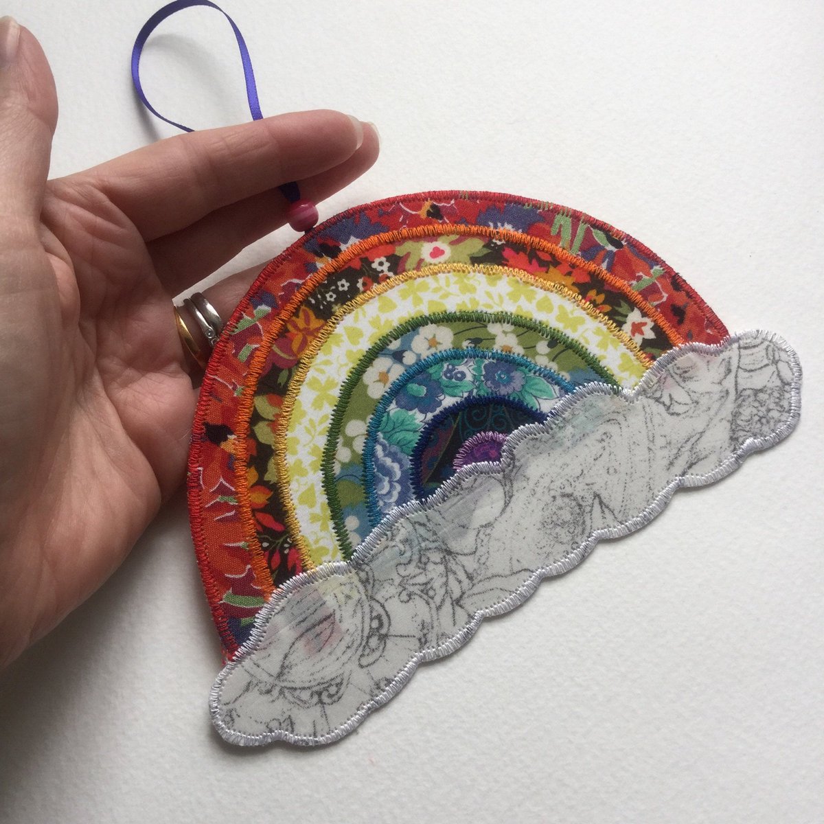 Excited to share the latest addition to my #etsy shop: Liberty Print Rainbow hanging 17 by 12cm (7by 4 1/2 inches) etsy.me/2W73GEj
£5 from every sale to ⁦<a href="/MindCharity/">Mind</a>⁩