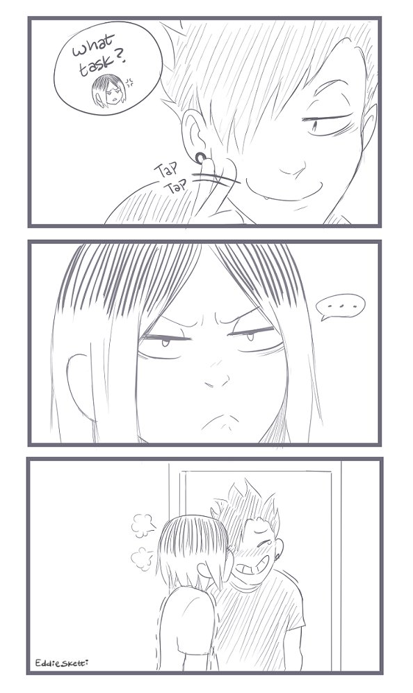 Old krkn doodle comic based on something my husband said one morning lmao 
