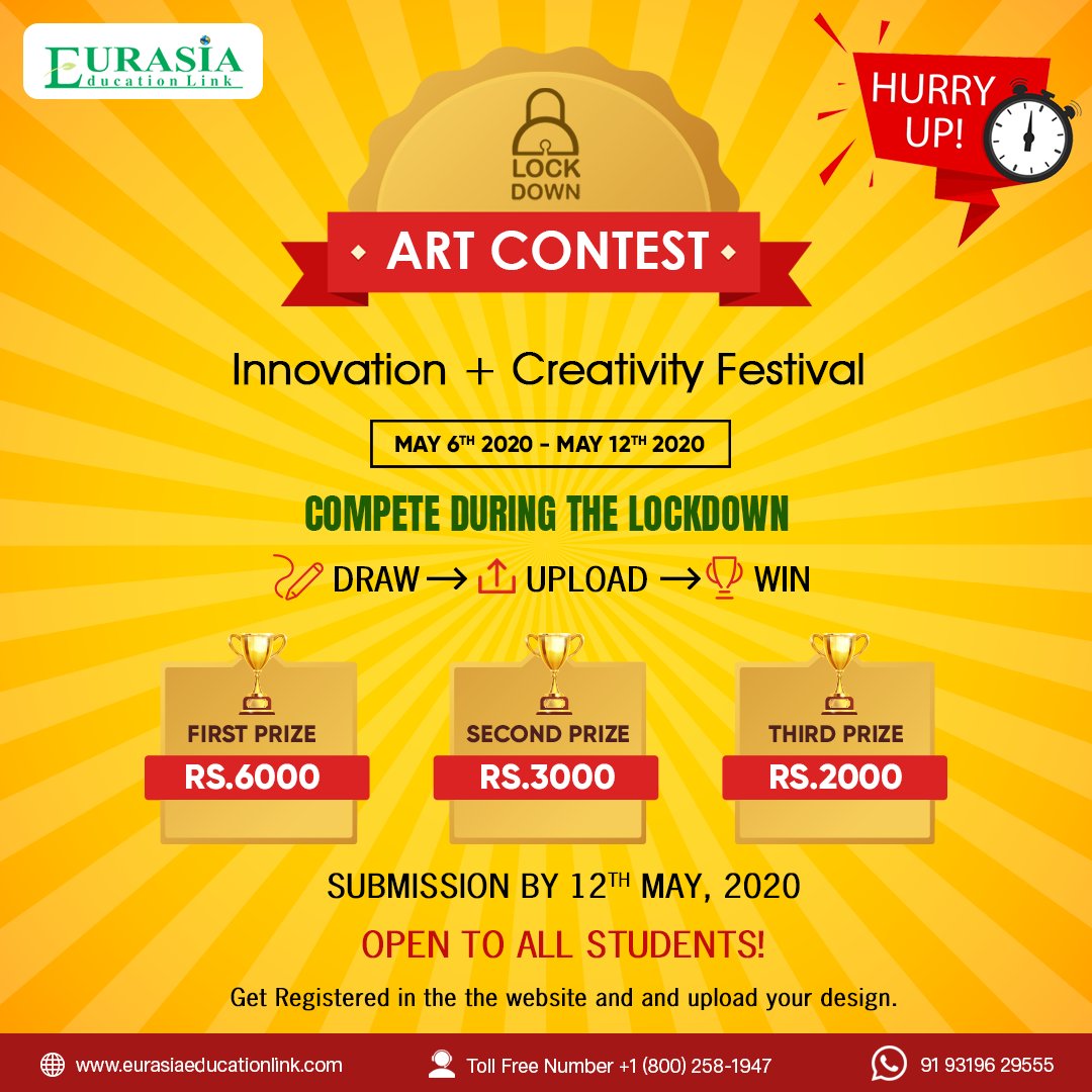 eurasia_link's tweet photo. Lockdown ART Contest.
Check it out- https://t.co/INzFQx4Kqw
#mbbs #neet #neetudaan #LockdownContest #Eurasia #srtudyabroad #StylishColorStories #colorsofcelebration #staytuned #pictureoftheday #contest #contestalert #stayhomestaysafe #giftglorifiers #QuarantineActivities https://t.co/ZWQn0oM43M