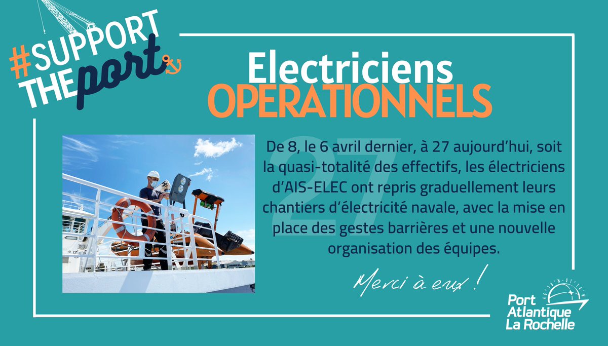 _PALR_'s tweet photo. [#SUPPORTTHEPORT 🚢 14# Electriciens]
Un grand merci à tous ceux qui sont sur le terrain, qui se mobilisent et qui permettent de maintenir l'activité du Pôle de Réparation et de Construction Navale de PALR.
👏 #merci #covid19

📸 Stéphane, Electricien © @AisElec https://t.co/VGhc6rJk8T
