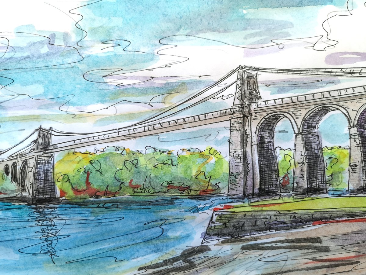 #sketchchallenge Day 38 - Menai Suspension Bridge, Menai Bridge, Wales.

frankpunshon.co.uk

#art #sketch #sketching #artist #drawing #pendrawing #pencildrawing #watercolour #Wales #suspensionbridge #MenaiBridge #IsleofAnglesey