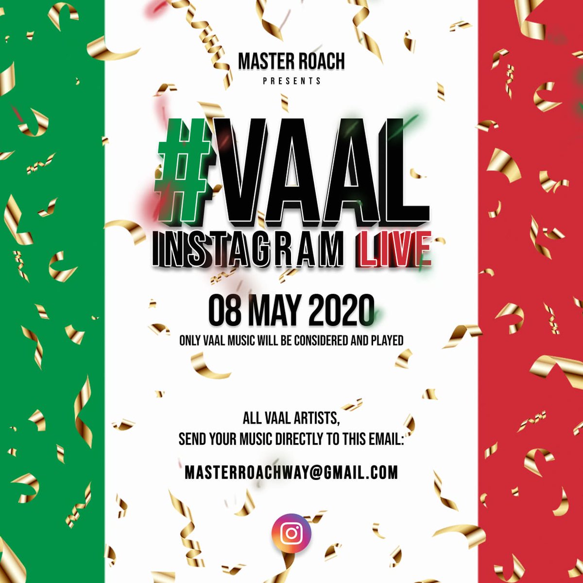 MasterRoach3's tweet photo. On the 8th of May at 21:00 please tune in and Lets all have Fun on Instagram Live @master_roach_za
To all VAAL musicians🇮🇹, please email your music to @MasterRoachWay@gmail.com . Please Tune in the Instagram Live🇮🇹
#VaalTwitter #Music #Vaalmusic #Vaaltalent #Vaal https://t.co/nmxz648AaW