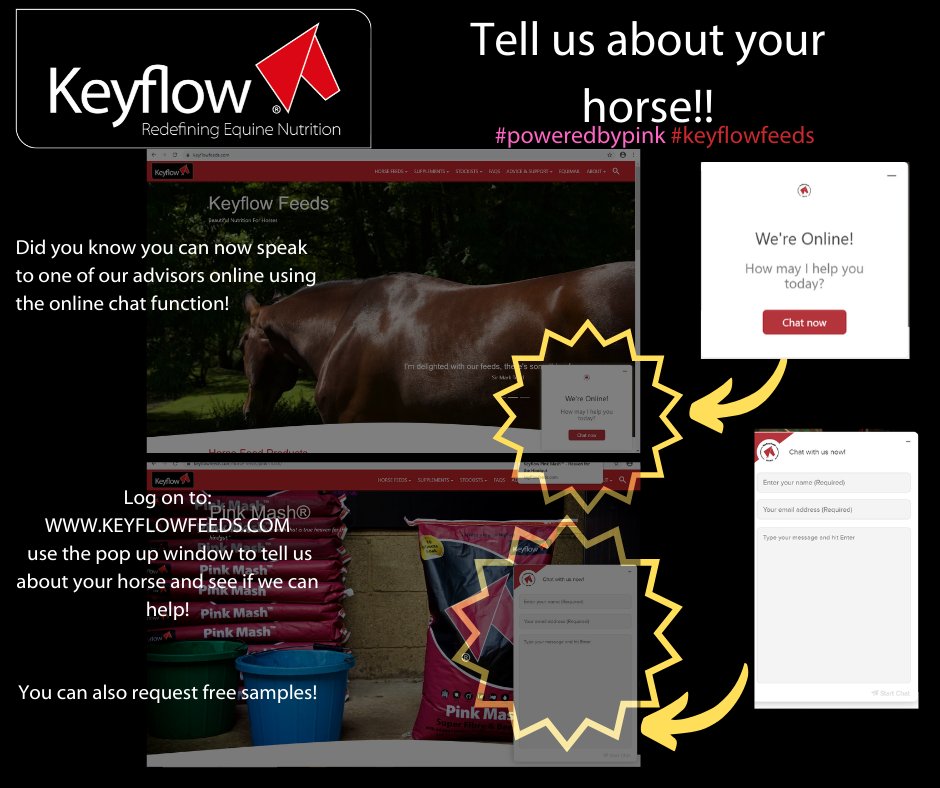 🙋🙋Unsure how much Pink Mash to feed? Want to add some more condition to your horse? Concerned about Laminitis?  🙋🙋

 😀😀😀Chat to the Keyflow team online now! 😃😃😀

keyflowfeeds.com