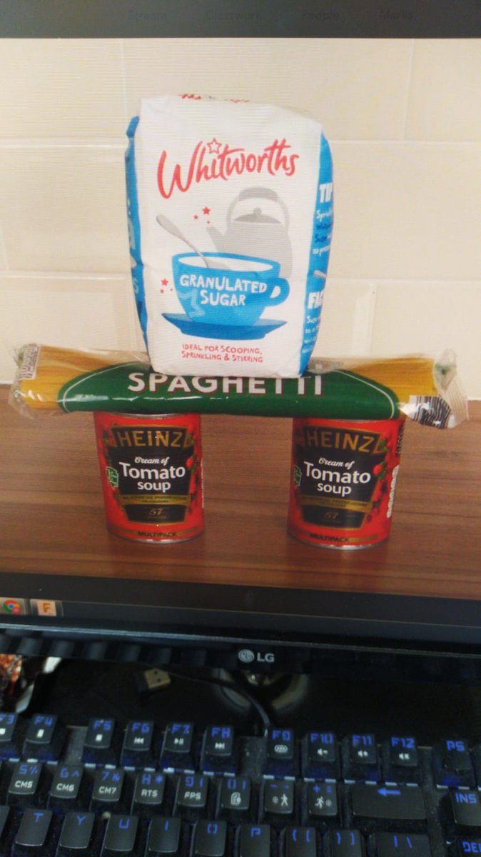 An entry into the STEM challenge. "My mum told me not to over think my problems, so here is my spaghetti  bridge entry". The science department are quite impressed. #teamscience <a href="/HeadlandsSchool/">Headlands School</a>