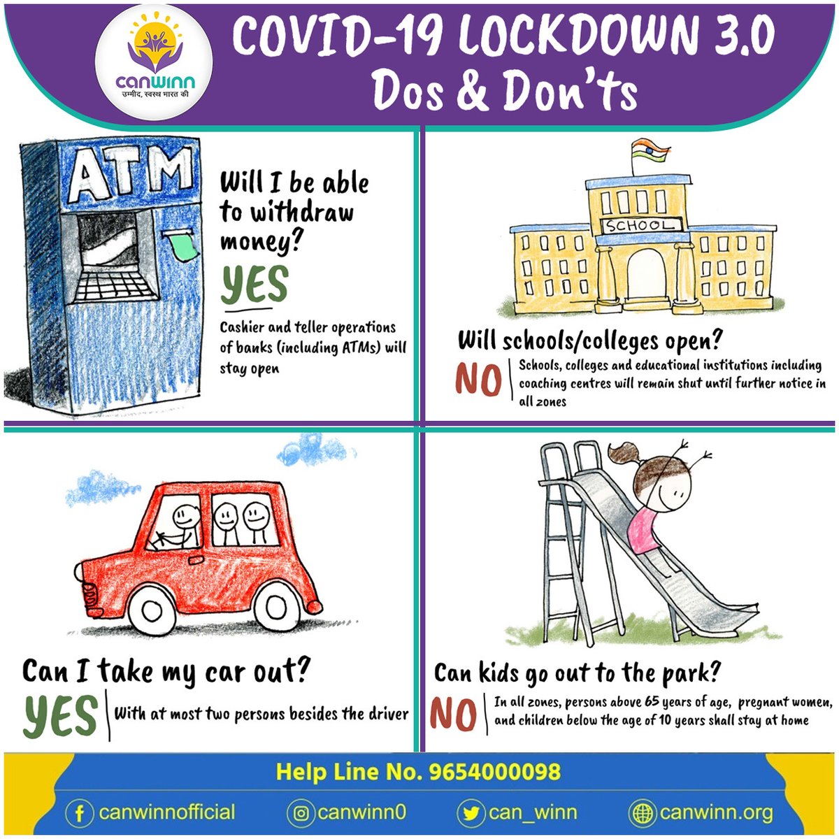 officialcanwinn's tweet photo. Dos and Don’ts to follow during the Covid-19 lockdown. Follow them carefully to protect yourself and your family.
#IndiaFightsCOVID19
@PMOIndia @cmohry @drharshvardhan @anilvijminister @DC_Gurugram @JagranNews @gurgaonpolice @HTGurgaon @timesofindia @jantatvnews @HaryanaKesari https://t.co/jtOs9TRcvm
