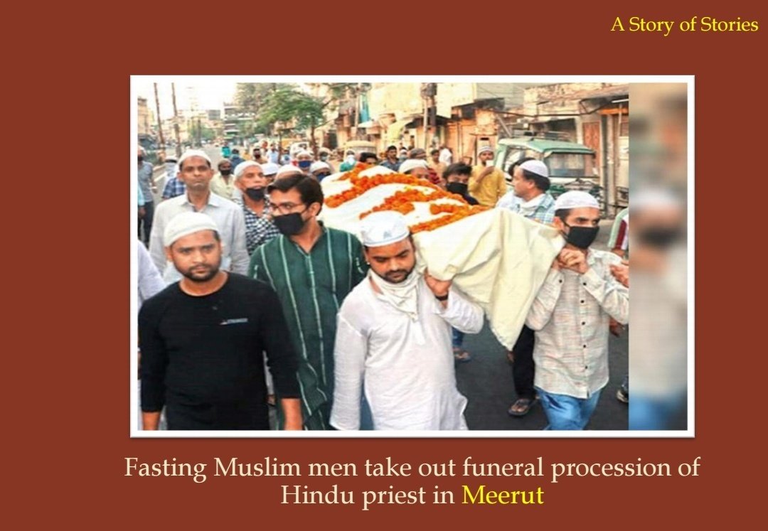 In  #Meerut (Uttar Pradesh) Fasting Muslim Men Take Out Funeral Procession of Hindu Priest, Covered in Marigold Flowers via  @TOIIndiaNews #Ramadan2020  #LockdownMore here :  https://bit.ly/35CwiIS 