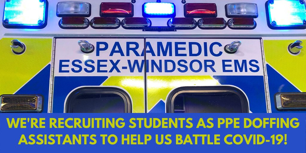 EssexWindsorEMS's tweet image. Come and join a great team! We are recruiting students as Doffing Assistants to work in our Doffing stations set up outside area hospitals.

Learn more: careers.countyofessex.ca
