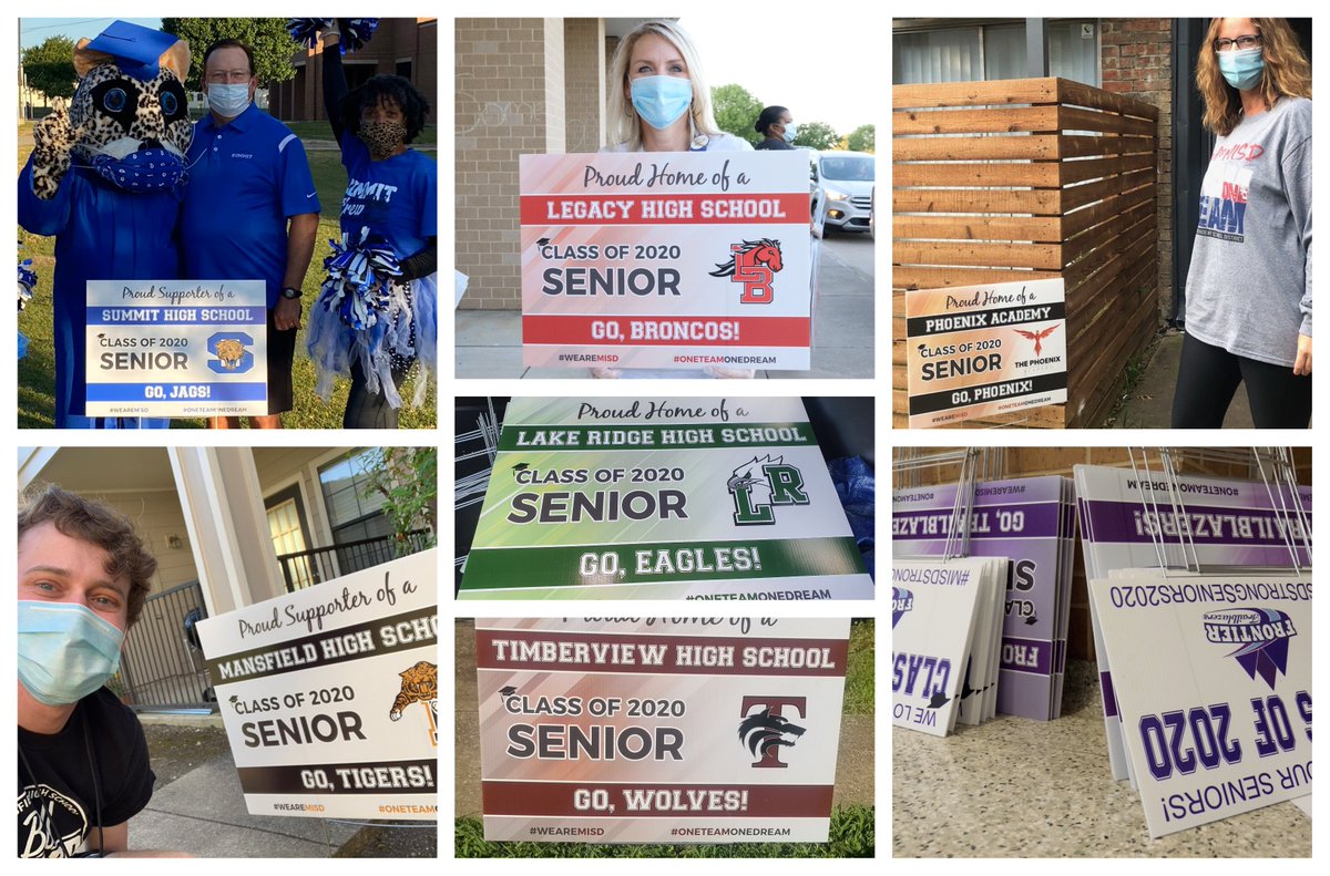 Through a communitywide blitz of volunteers, more than 2,700 Mansfield ISD seniors woke up this morning to these yard signs of support! Class of 2020 seniors, you’re not forgotten. You are very loved &amp; missed. ❤️ Share your pics with us! #WeAreMISD #OneTeamOneDream