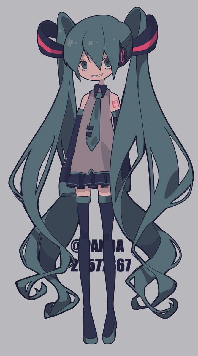 hatsune miku 1girl solo long hair necktie twintails skirt detached sleeves  illustration images