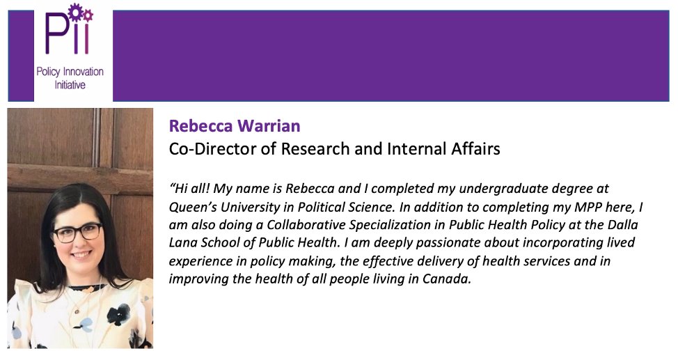 Pii_Munk's tweet photo. Today, Pii is excited to announce its team of student directors for the 2020/2021 academic year. We begin with one of our new Co-Directors of Research and Internal Affairs, @rebeccawarrian . Please join us in offering a warm welcome to Rebecca. Read about her policy interests. https://t.co/S7f3Y1YjJw