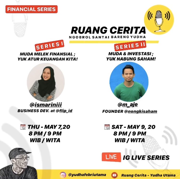 Nah untuk kamis malam dan sabtu malam besok insha Allah kita akan ngobrol santai terkait Series Financial nih.  Bareng <a href="/ismariniii/">SN Ismarini</a> sama bg <a href="/m_aje/">Moh. Arif Julianto</a>