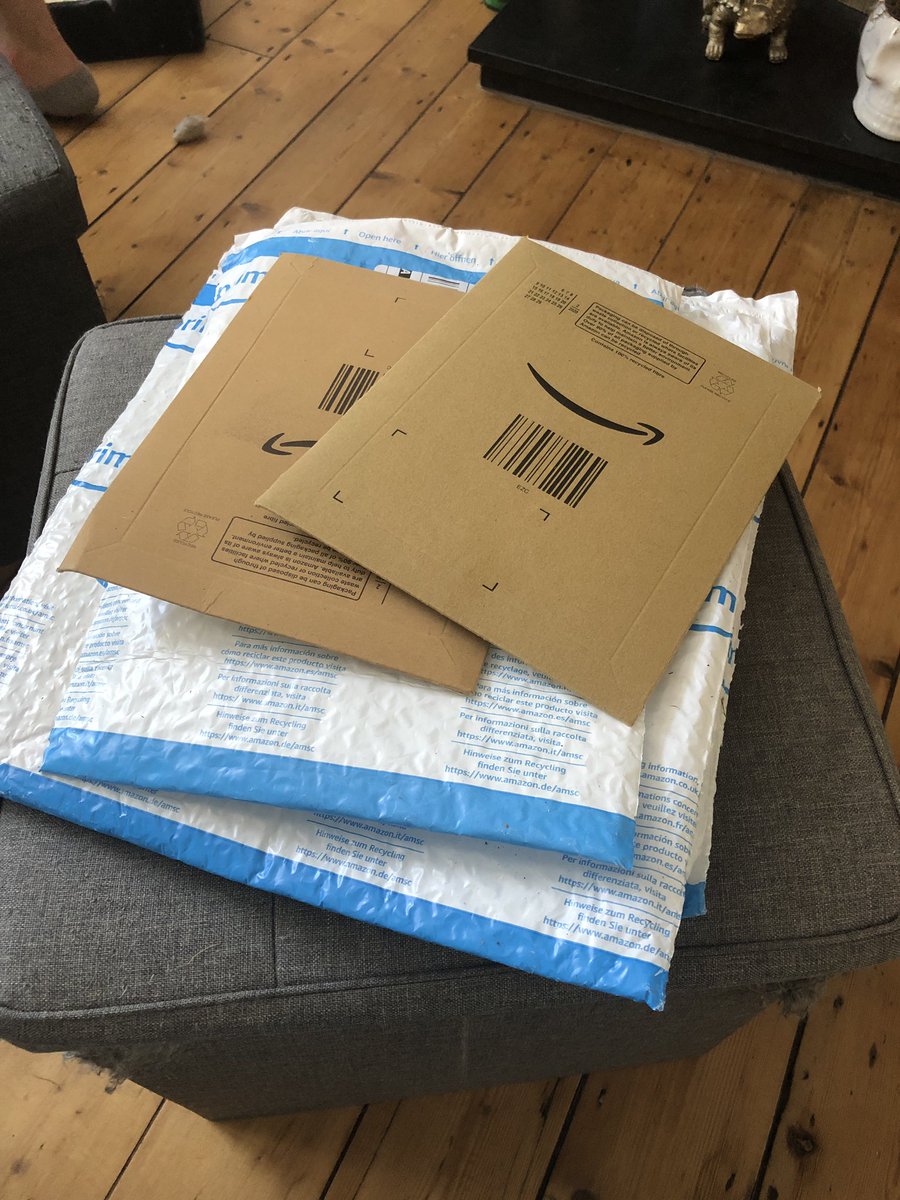 Nikdubya's tweet photo. @AmazonUK can you tell me why, when I ordered 5 items, 2 from one fulfilment centre and 3 from another, they all came individually packaged? https://t.co/wI2hrMHpKE